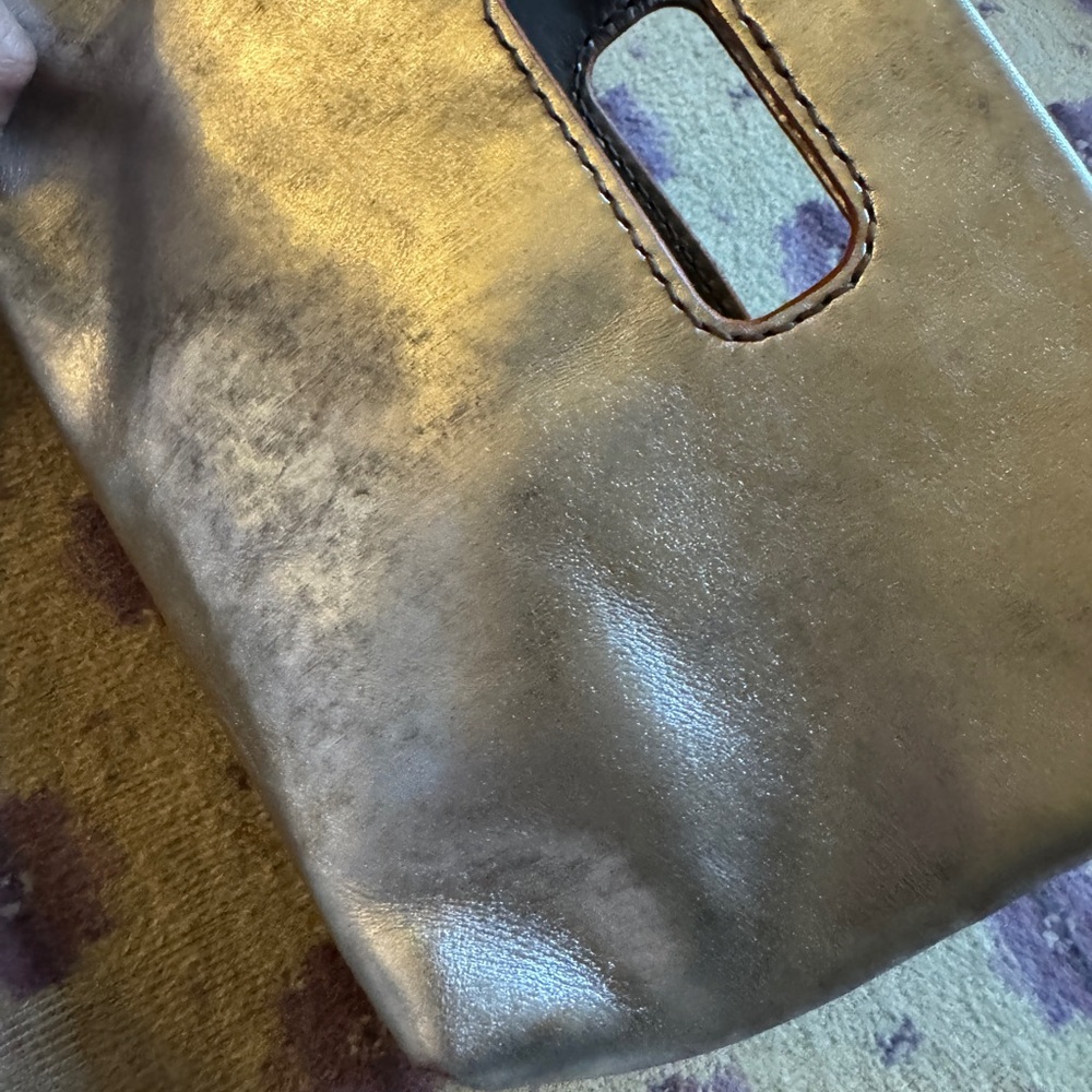 Elegant silver  Leather Clutch